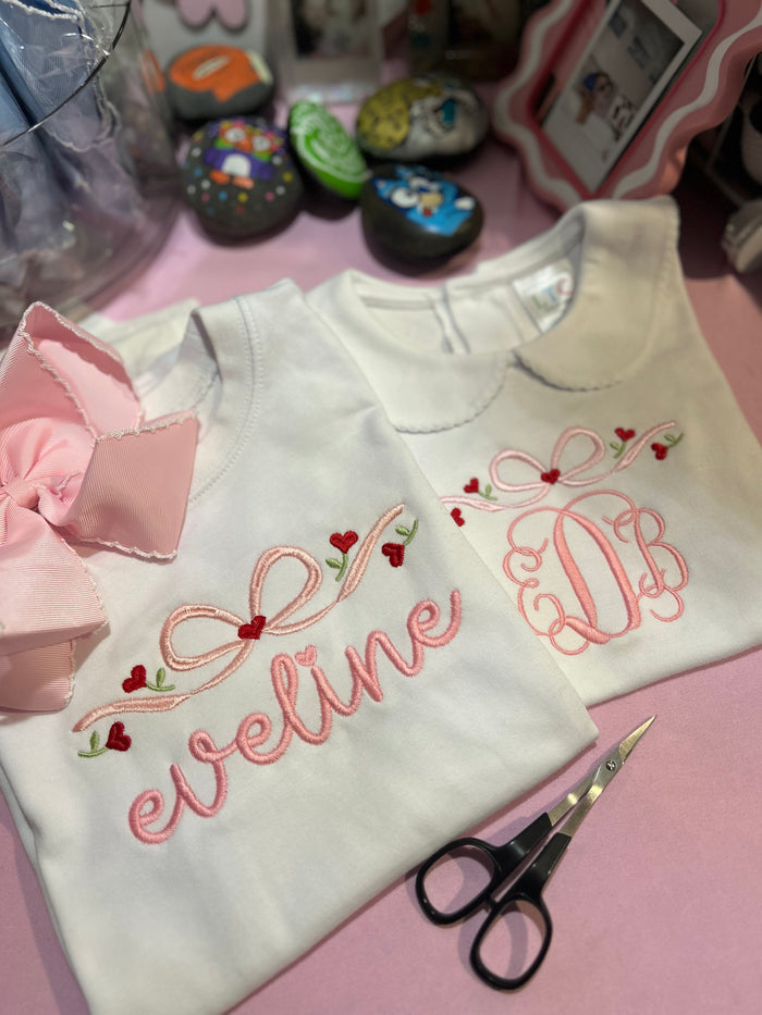 Valentine Ribbon Embroidered Shirt