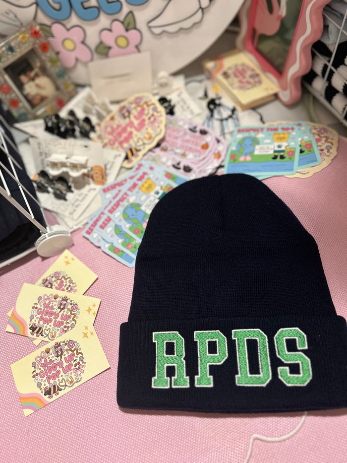 Varsity Letter Embroidered Knit Beanie