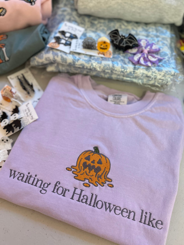 Waiting for Halloween Embroidered T-Shirt