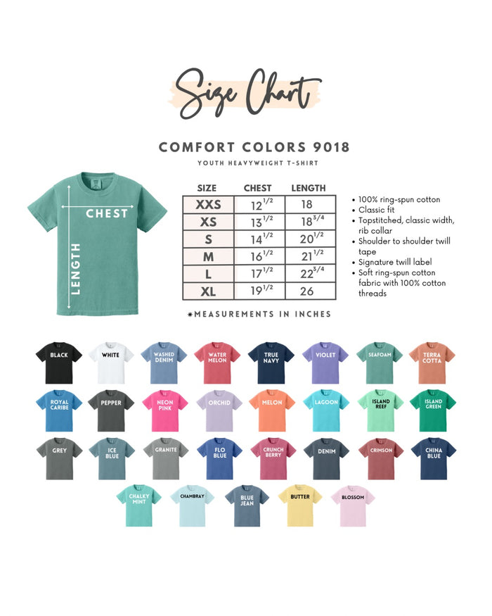 Youth Comfort Colors Tshirt Upgrade (non embroidered items)